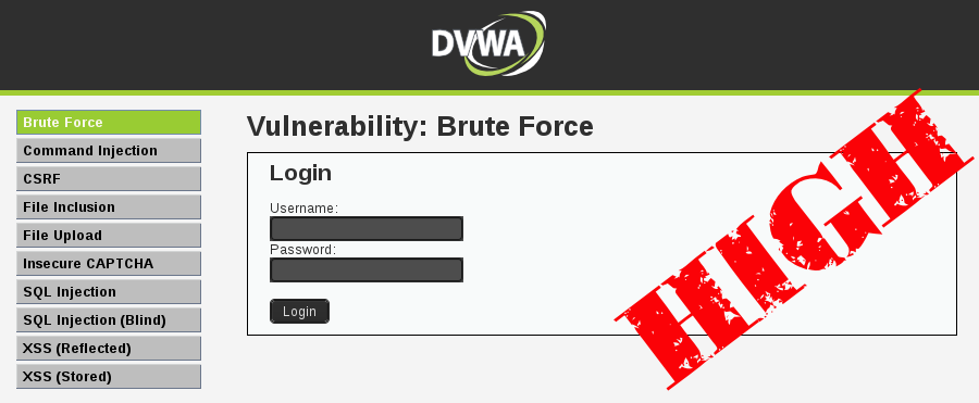 Brute Force DVWA High Level