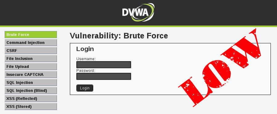 Brute Force DVWA Low Level