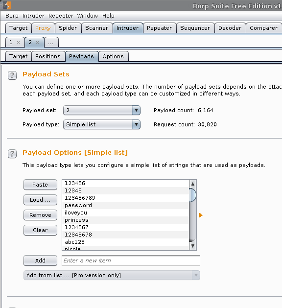 Burp Multiple Users Passwords Results